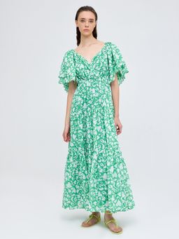 Cover Story - Green Printed Maxi Dress
