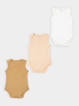 Mi Arcus - Cotton Solid Knitted Romper (Set of 3)