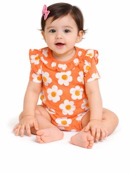 Blumbuds - Baby Girls Orange Cotton Romper