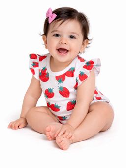 Blumbuds - Baby Girls White Cotton Romper