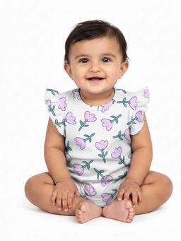 Blumbuds - Baby Girls White Cotton Romper