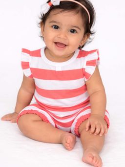 Blumbuds - Baby Girls White Cotton Romper