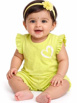 Blumbuds - Baby Girls Yellow Cotton Romper