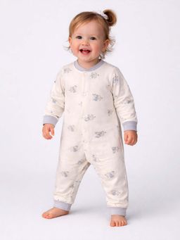 Little Surprise Box - Cream Elephant Full Sleeves Romper
