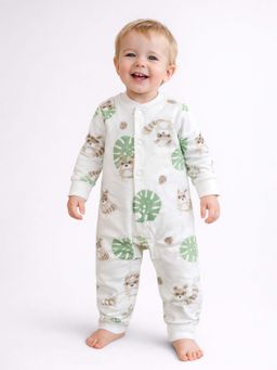 Little Surprise Box - Cream Palm Leaf Full Sleeves Romper