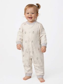 Little Surprise Box - Cream Penguin Full Sleeves Romper