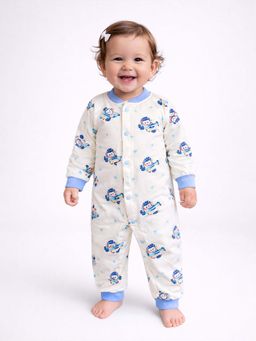 Little Surprise Box - Cream Penguin Full Sleeves Romper