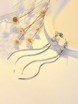 Yellow Chimes - Silver Plated Contemporary Drop Earrings