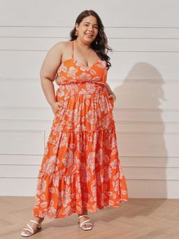 CURVY STREET - Women Orange Printed Dress