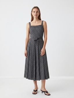 Cover Story - Women Charcoal Ariana Grey Polka Dress
