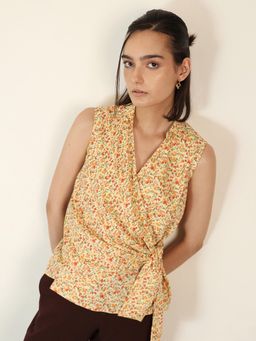 FABLE STREET - Viscose Wrap Casual Top - White