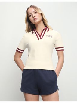 U.S. POLO ASSN. - Women White Casual Regular Fit Polo T-shirt