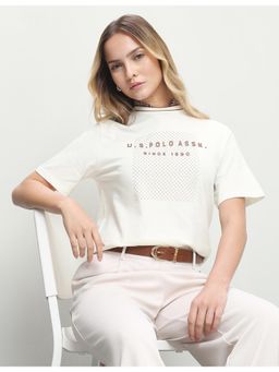 U.S. POLO ASSN. - Women White Casual Boxy Fit T-shirt