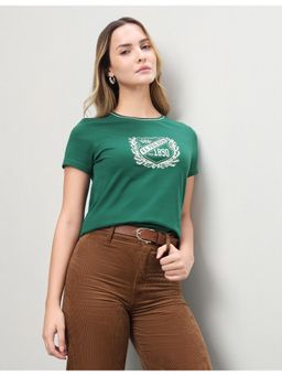 U.S. POLO ASSN. - Women Green Casual Regular Fit T-shirt