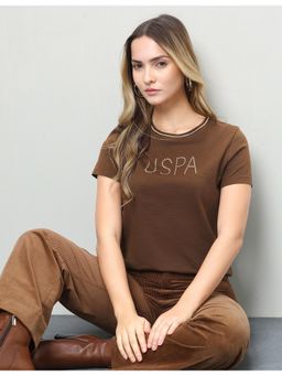 U.S. POLO ASSN. - Women Brown Casual Regular Fit T-shirt