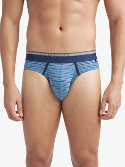 Jockey - US67 Men Super Combed Cotton Elastane Stretch Striped Brief - Blue Heaven