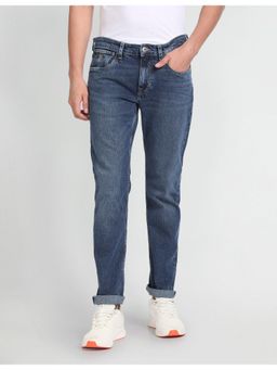 U.S. Polo Assn. Denim Co. - Men Blue Cotton Solid Slim Fit Jeans