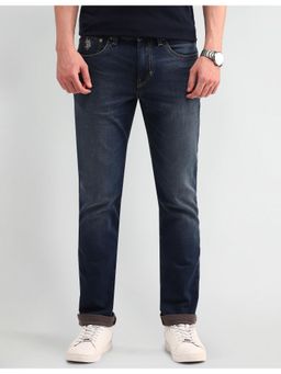 U.S. Polo Assn. Denim Co. - Men Blue Cotton Solid Slim Fit Jeans