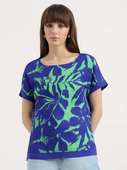 United Colors of Benetton - Regular Fit Round Neck Tropical Printed T-shirt