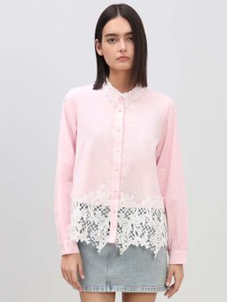 VERO MODA - Pink Lace Detail Shirt