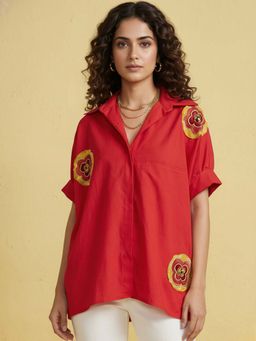 Uptownie - Pure Cotton Embroidered Oversized Shirt
