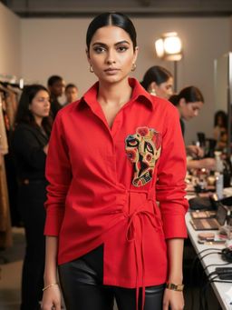 Uptownie - Pure Cotton Embellished Wrap Shirt