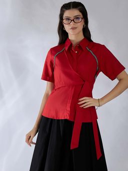 Uptownie - Pure Cotton Wrap Style Shirt