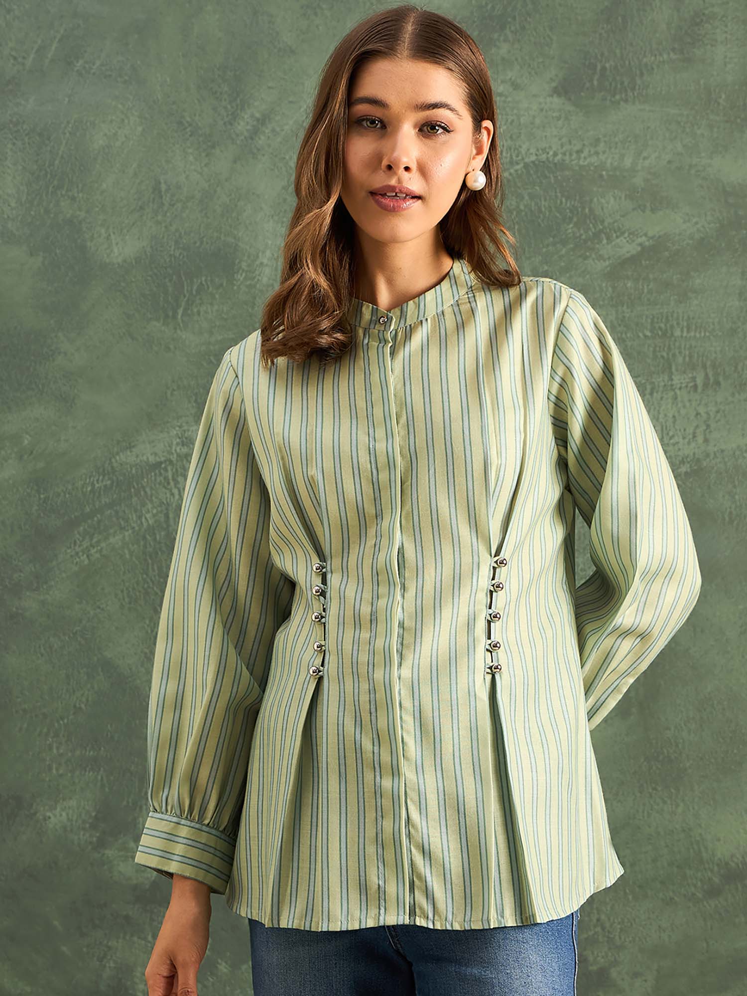 uptownie Pure Linen Striped Button-Down Shirt-picture-41
