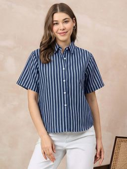 Uptownie - Pure Linen Striped Regular Fit Shirt
