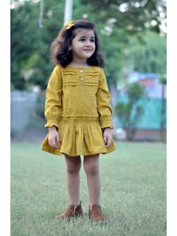 PICCOLO - Mustard Solid Mini Dress (6-7 Years)