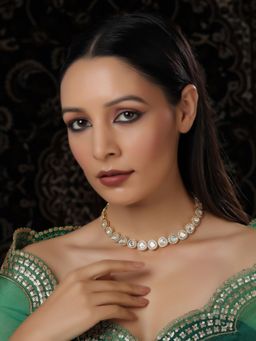 Ruby Raang Studio - Kundan And Diamond Necklace In Brass