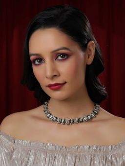 Ruby Raang Studio - Muli Kundan Necklace With Meenakari And American Diamonds