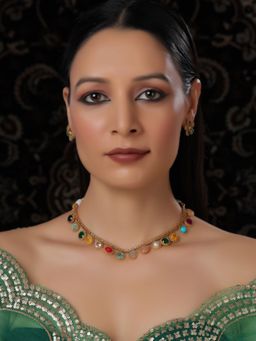 Ruby Raang Studio - Multi Coloured Stone In Gold Jewellery Sets