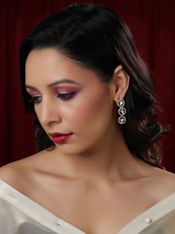 Ruby Raang Studio - 3 Tier Round Diamond And Kundan Earrings