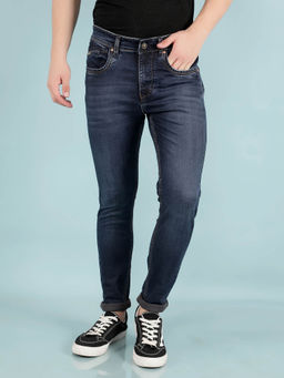 CRIMSOUNE CLUB - Mens Blue Light Fade Skinny Jeans