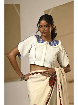 PRATHAA - Off White Checks Saira Blouse