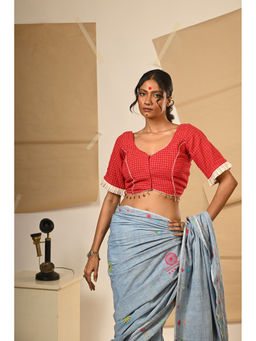 PRATHAA - Red Checks Print Maliaka Blouse