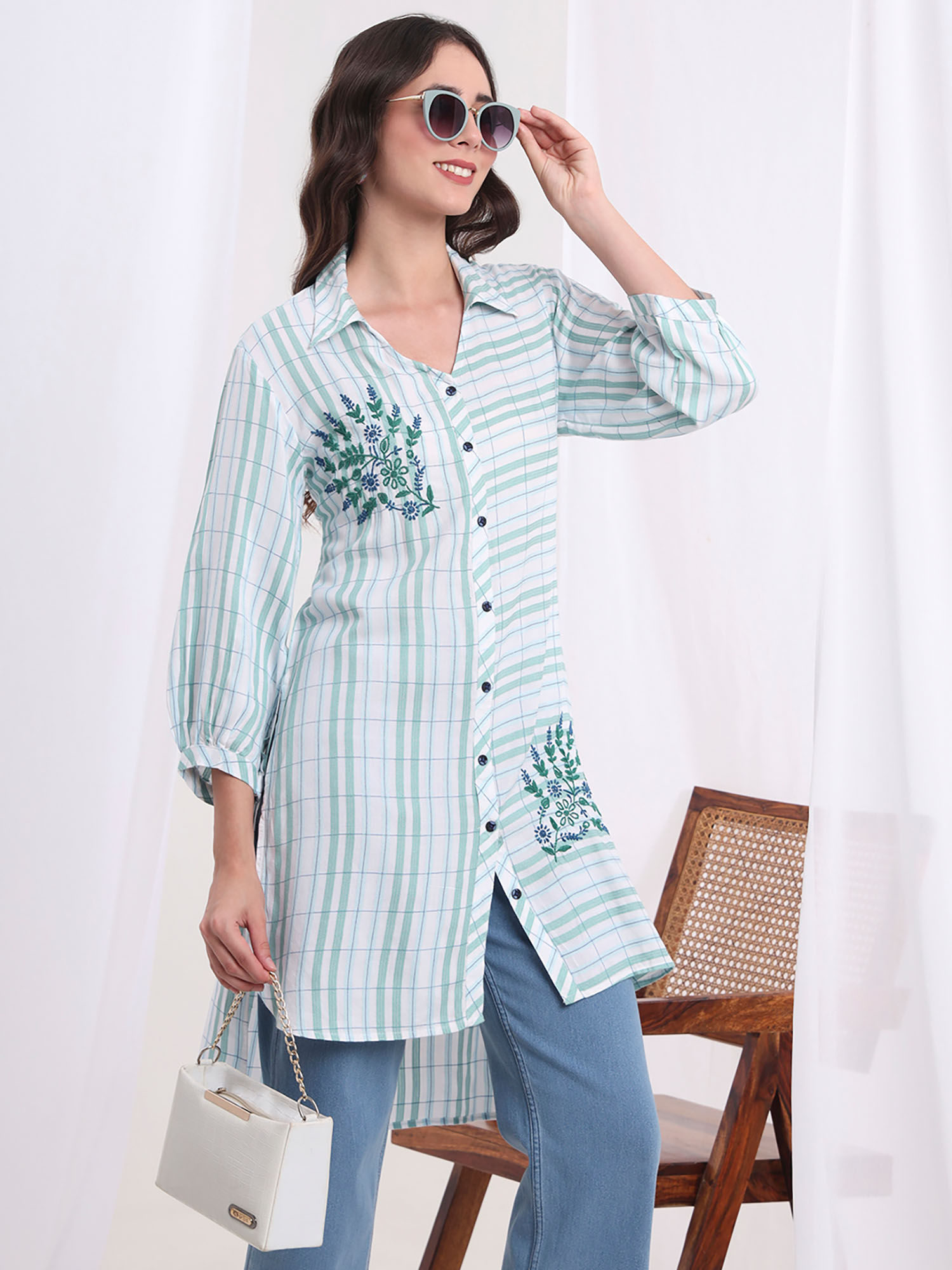 sufiza lifestyle Viscose Rayon Hand Embroidery Shirt Style Tunic-picture-22