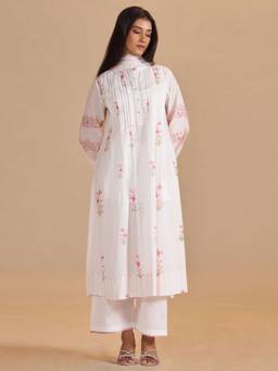 Ganga Fashions - White Swan Mul-Mul Light Festive Kurta with Pant and Dupatta