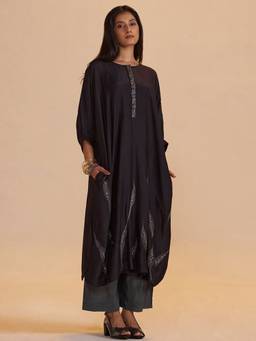 Ganga Fashions - Black Festive Top with Palazzo and Slip