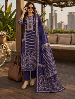 BERRYLICIOUS - Purple Printed Kurta with Pant and Dupatta