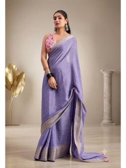 RACHNA - Lavender Solid Chiffon Regular Saree