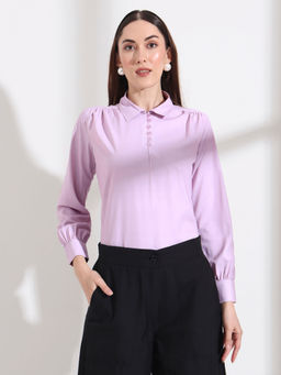 FITHUB - Lavender Extended Solid Shirt Style Top