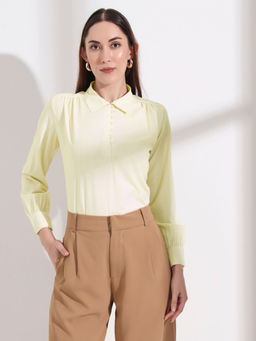 FITHUB - Yellow Extended Solid Shirt Style Top