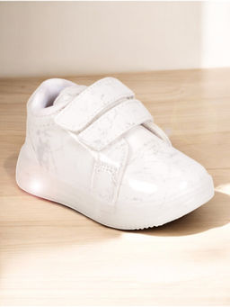 Lil Lollipop - Infant Unisex Casual Velcro Printed Shoes with Led Light - White
