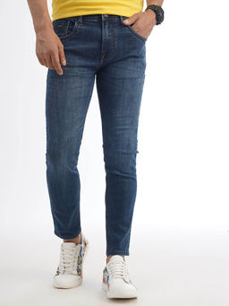 Greenfibre - Slim Fit Blue Washed Poly Cotton Men's Jeans