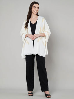 MUFFLY - Women’S Self Design Wool Blend,Foil Print Stoles Set Of 1 Pcs