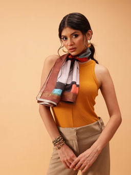 Silk Land - Women'S Geometric Printed Silk Scarf
