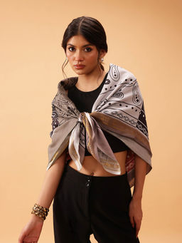 Silk Land - Women'S Paisely Printed Silk Scarf