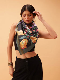 Silk Land - Women'S Floral Printed Silk Scarf
